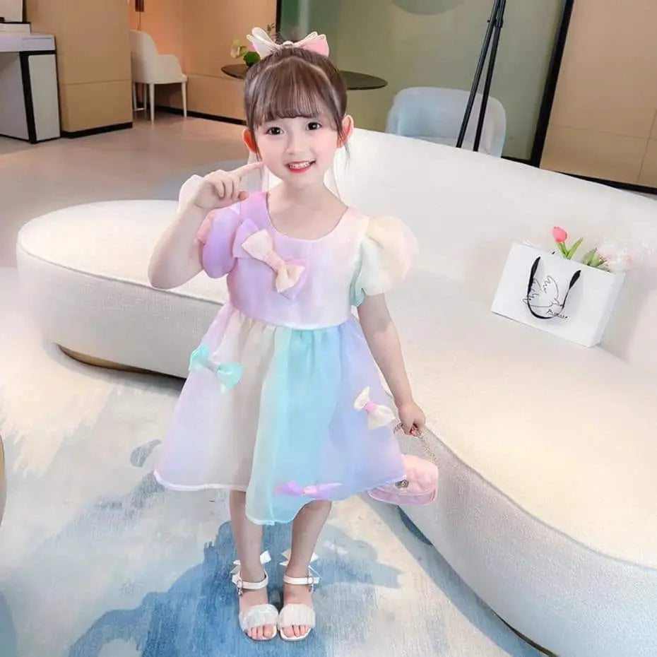 Formal One Piece Colorful Rainbow 90 Princess style tulle 1 | フォーマルワンピース　カラフル　レインボー　90 プリンセス風　チュール　1