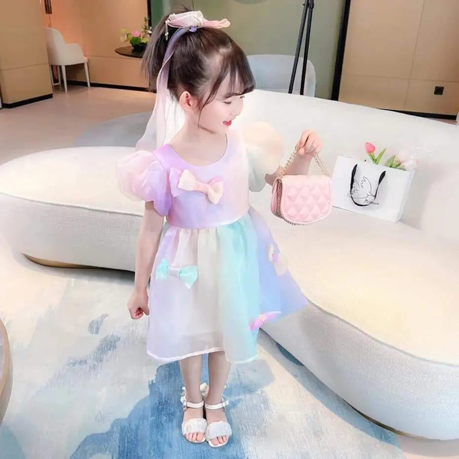 Formal One Piece Colorful Rainbow 90 Princess style tulle 1 | フォーマルワンピース　カラフル　レインボー　90 プリンセス風　チュール　1