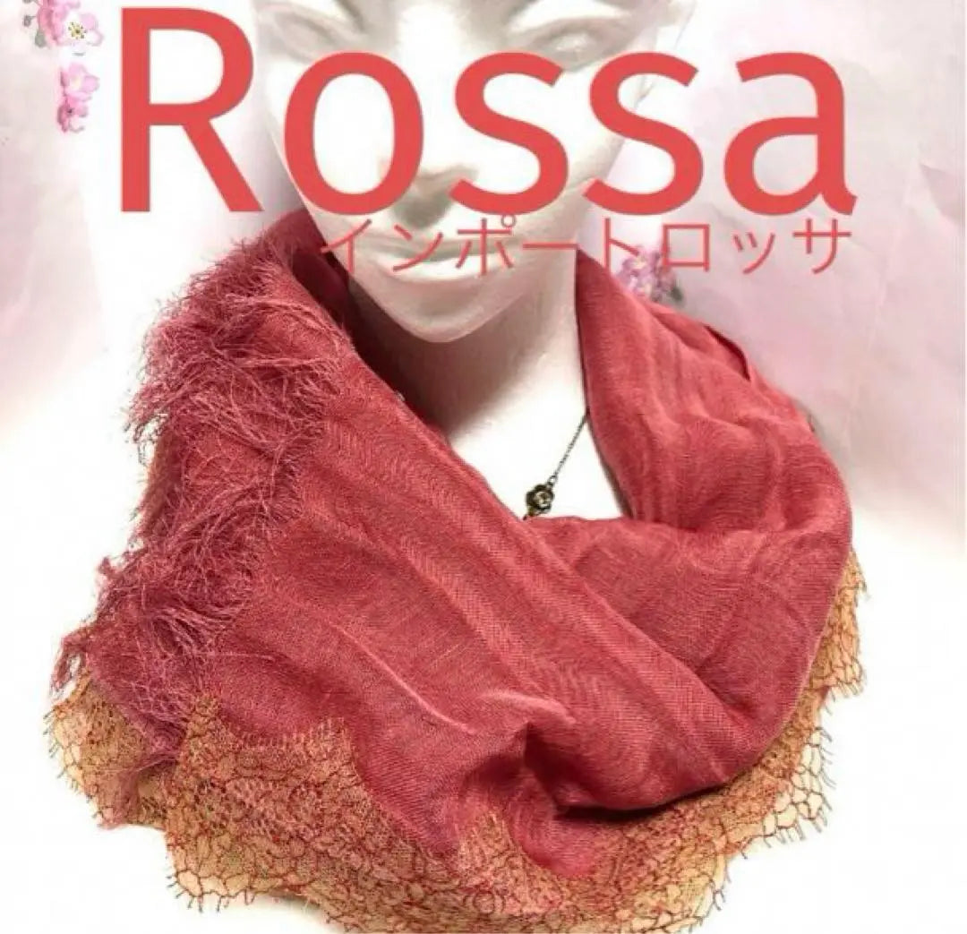 Excelente estado❣️Rossa Import Rossa★Estola grande★Seda. Cáñamo. Encaje★Rojo Rosa