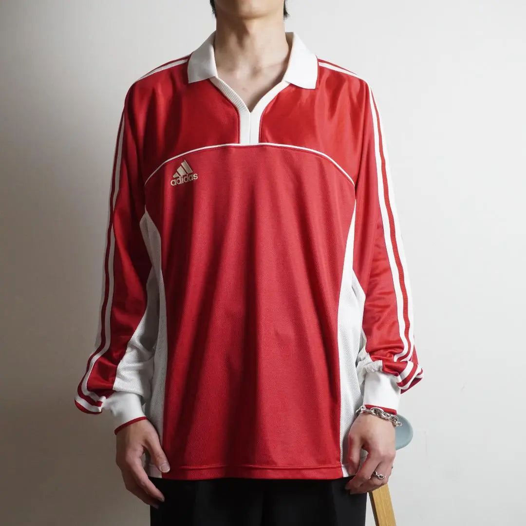 Camiseta de manga larga con corte y costura de adidas, camiseta de juego roja/RW132