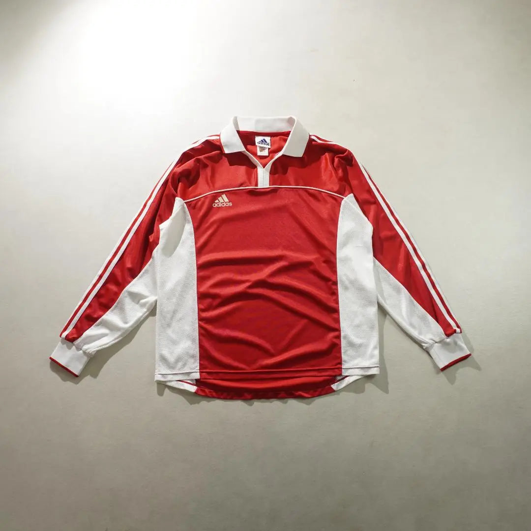 Camiseta de manga larga con corte y costura de adidas, camiseta de juego roja/RW132