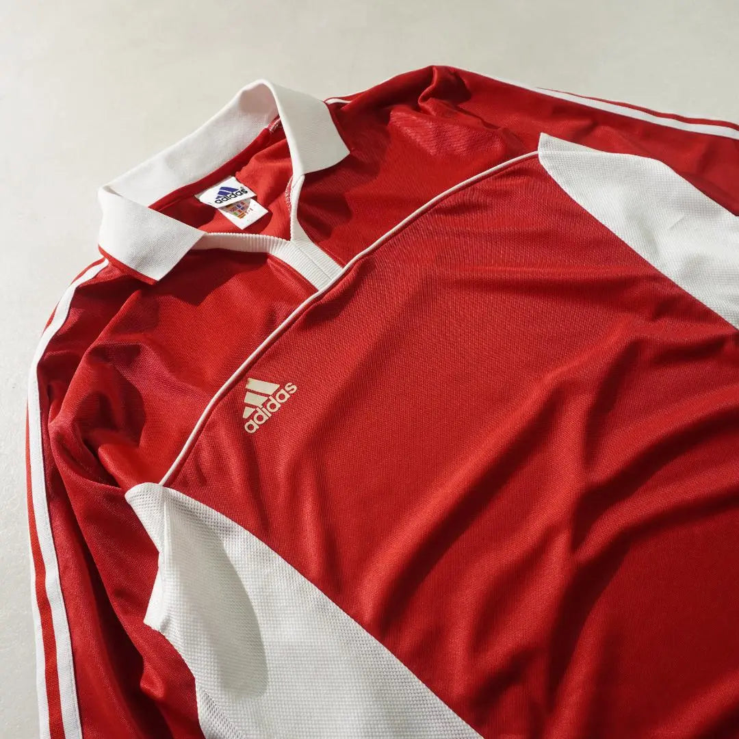 Camiseta de manga larga con corte y costura de adidas, camiseta de juego roja/RW132