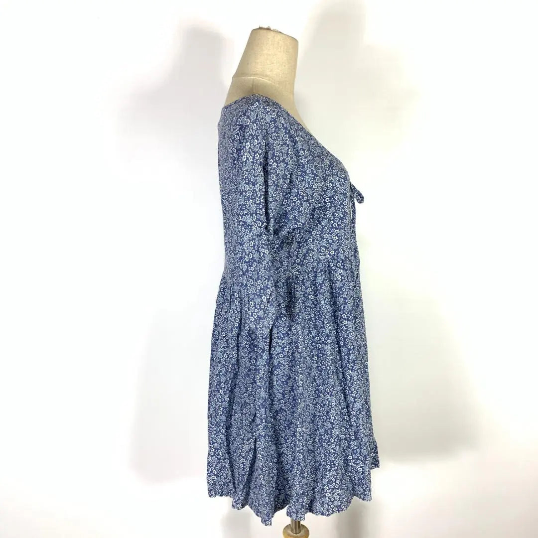 Ralph Lauren Dress Tunic Short Sleeve All-over Pattern Blue Light Blue S C1180