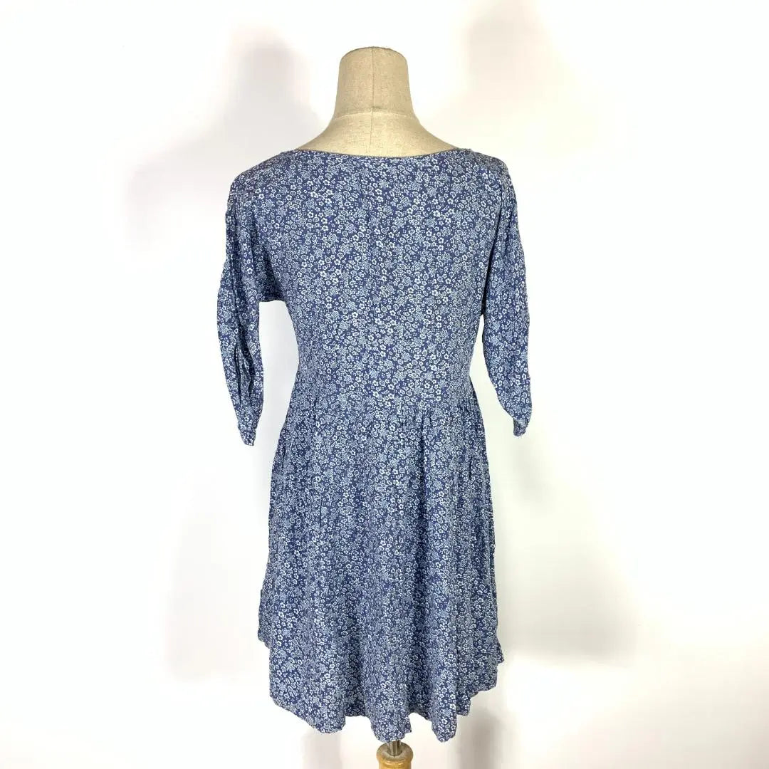 Ralph Lauren Dress Tunic Short Sleeve All-over Pattern Blue Light Blue S C1180