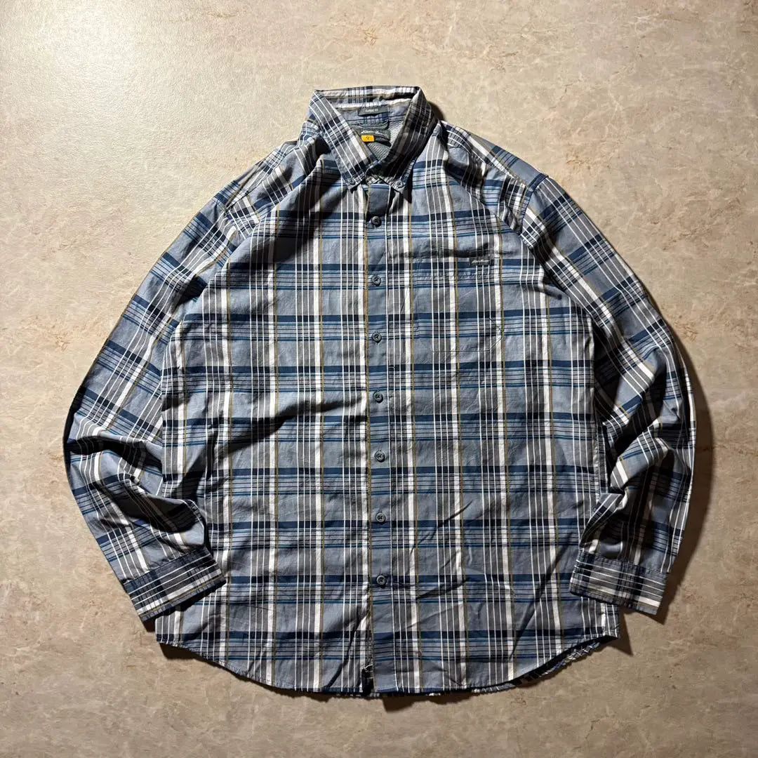 90sEddie Bauer Button Down Check Shirt XL Blue Vintage American Casual Good Condition