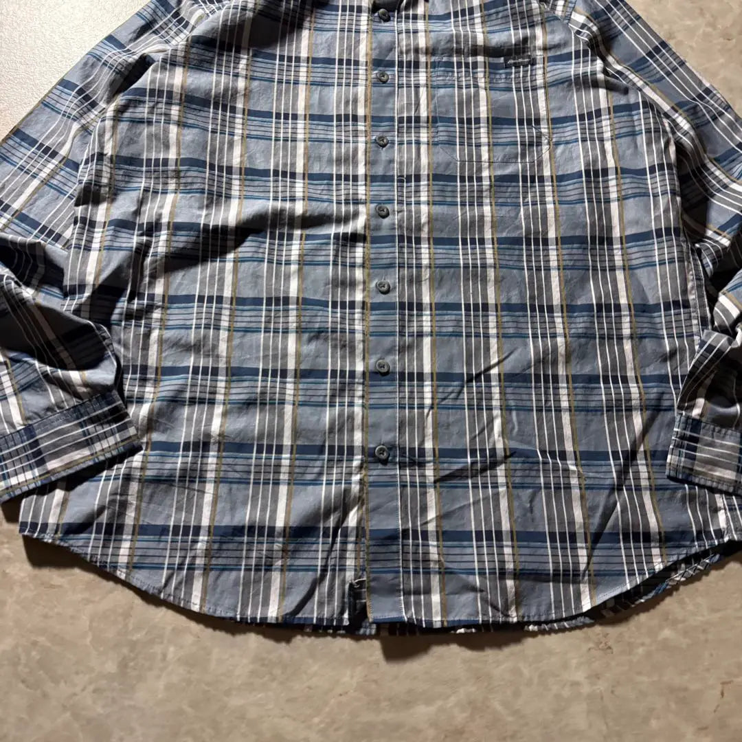 90sEddie Bauer Button Down Check Shirt XL Blue Vintage American Casual Good Condition