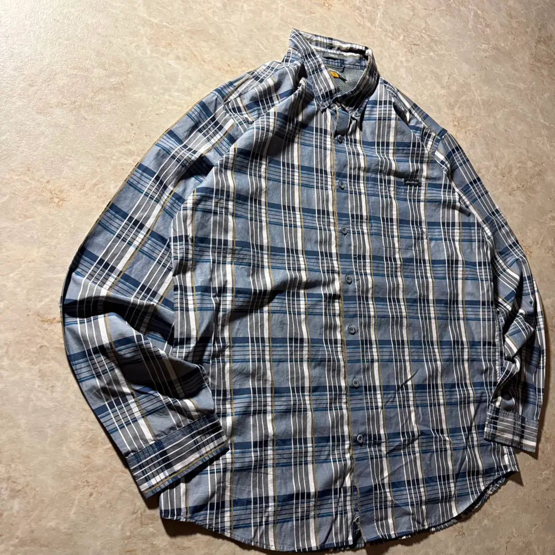 90sEddie Bauer Button Down Check Shirt XL Blue Vintage American Casual Good Condition