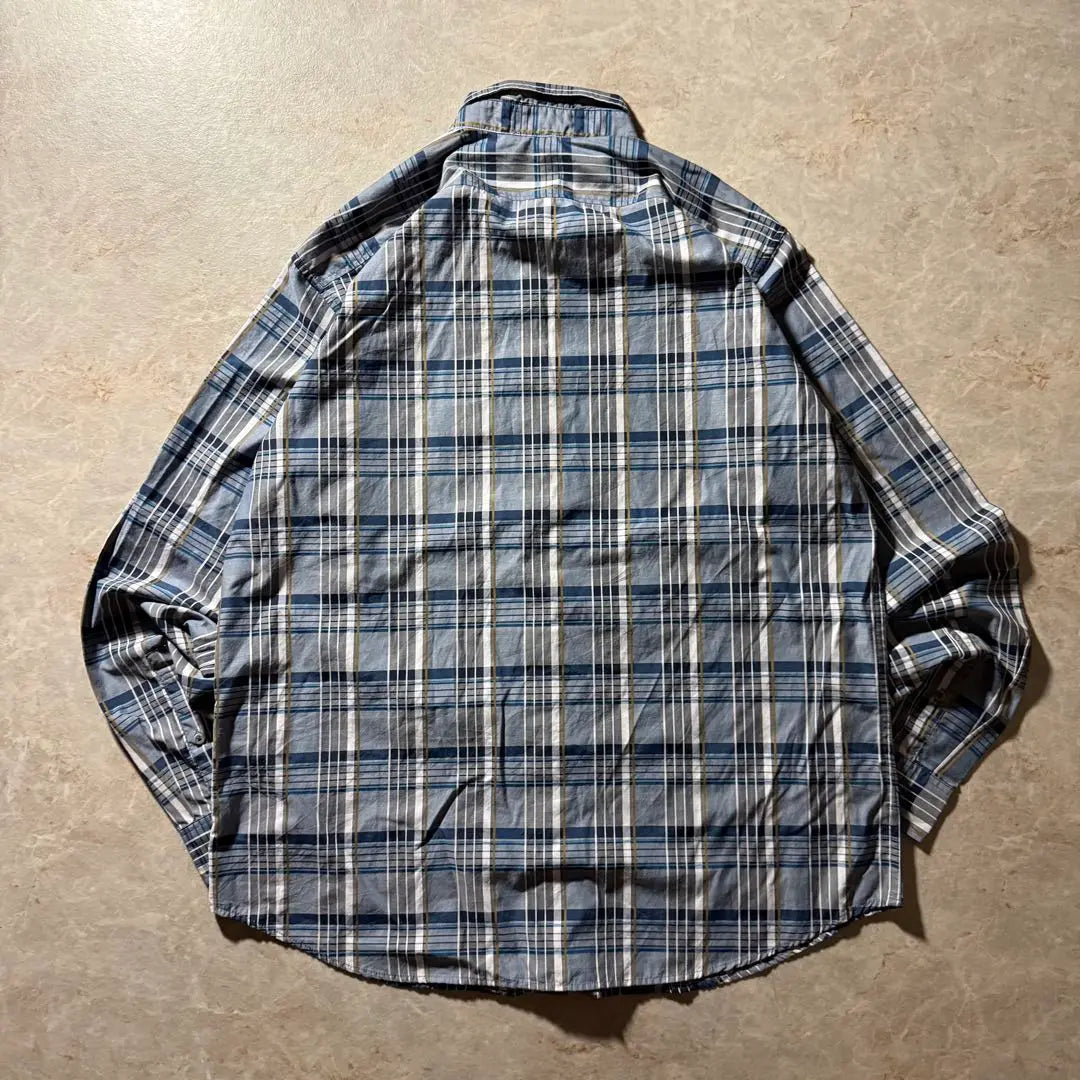 90sEddie Bauer Button Down Check Shirt XL Blue Vintage American Casual Good Condition