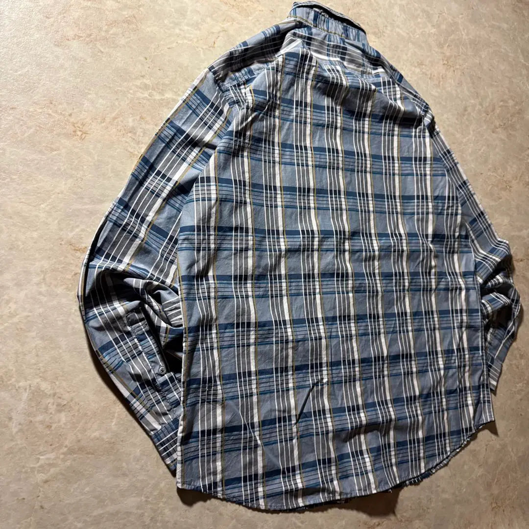 90sEddie Bauer Button Down Check Shirt XL Blue Vintage American Casual Good Condition