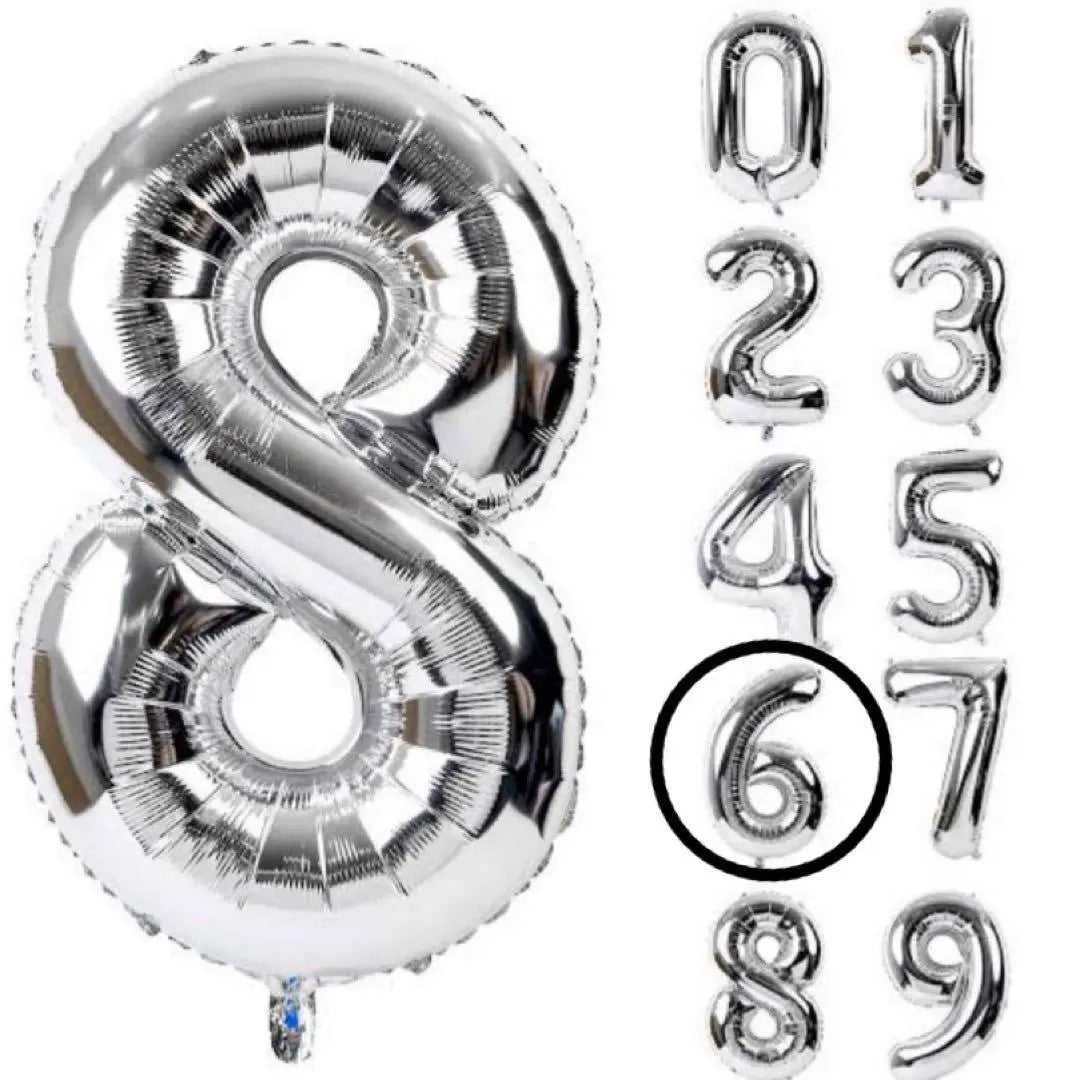 ⭐️PartyHour Silver 6 Balloon Birthday Birthday Decoration