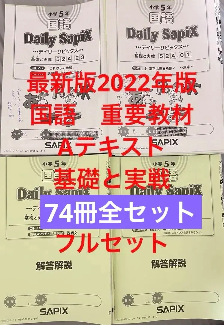 ㉒A SAPIX Japonés de quinto año Un conjunto completo de conceptos básicos y estructuras prácticas de libros de texto | ㉒あ SAPIX サピックス 5年 国語 Aテキスト 基礎と実戦 フルセット