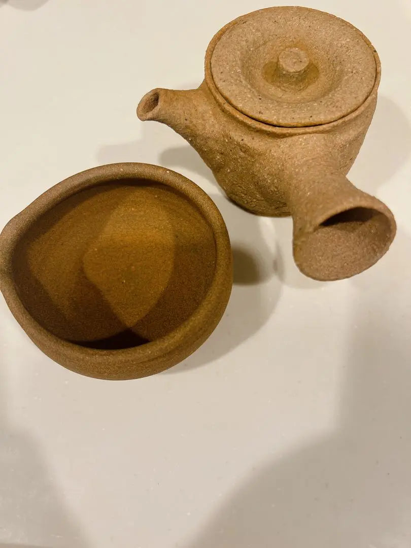 Handmade ceramic teapot brown set