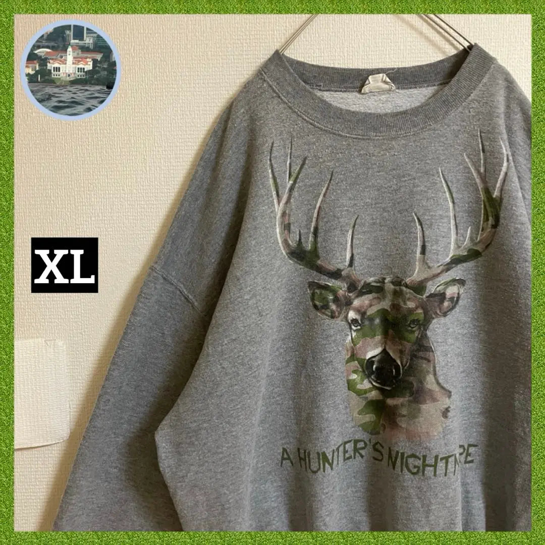 A HUNTER'S NIGHTMARE Sleeve Thick Sweatshirt Gray Camouflage Deer