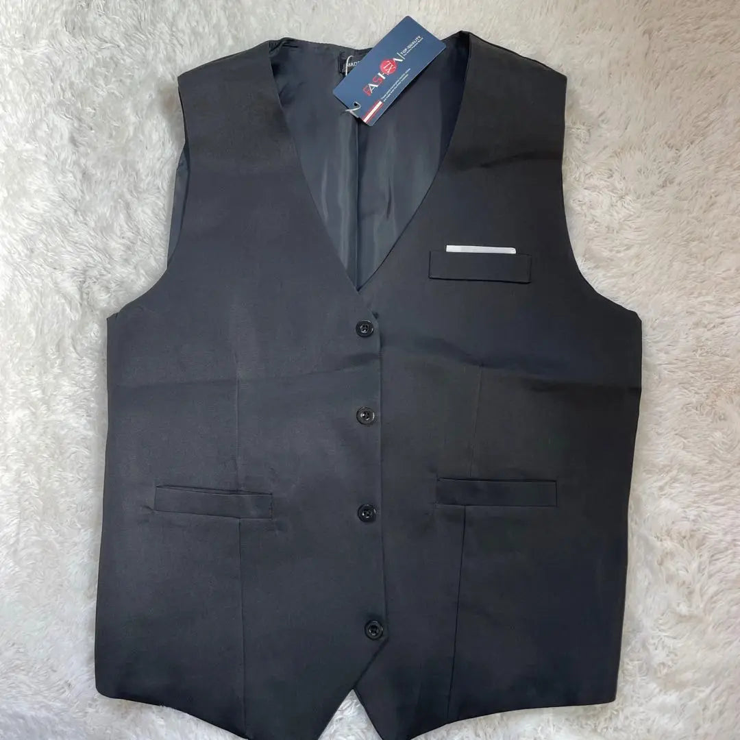 3XL Vest Black Business Formal Suit Gentleman Company Society Black