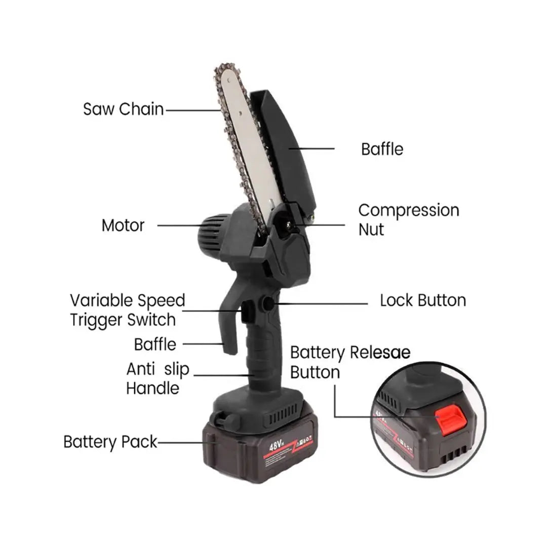 ★ Mini Electric Chainsaw Cordless Chainsaw 100‑240V