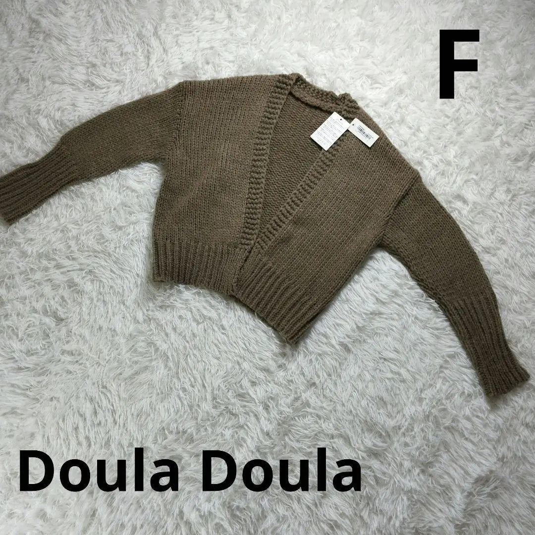 "Doula Doula" Knit Cardigan Brown One Size Women's