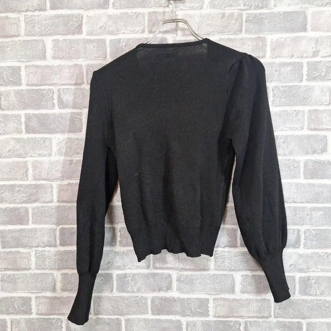 Lady like knit blouse long sleeve cache-coeur adult elegant black