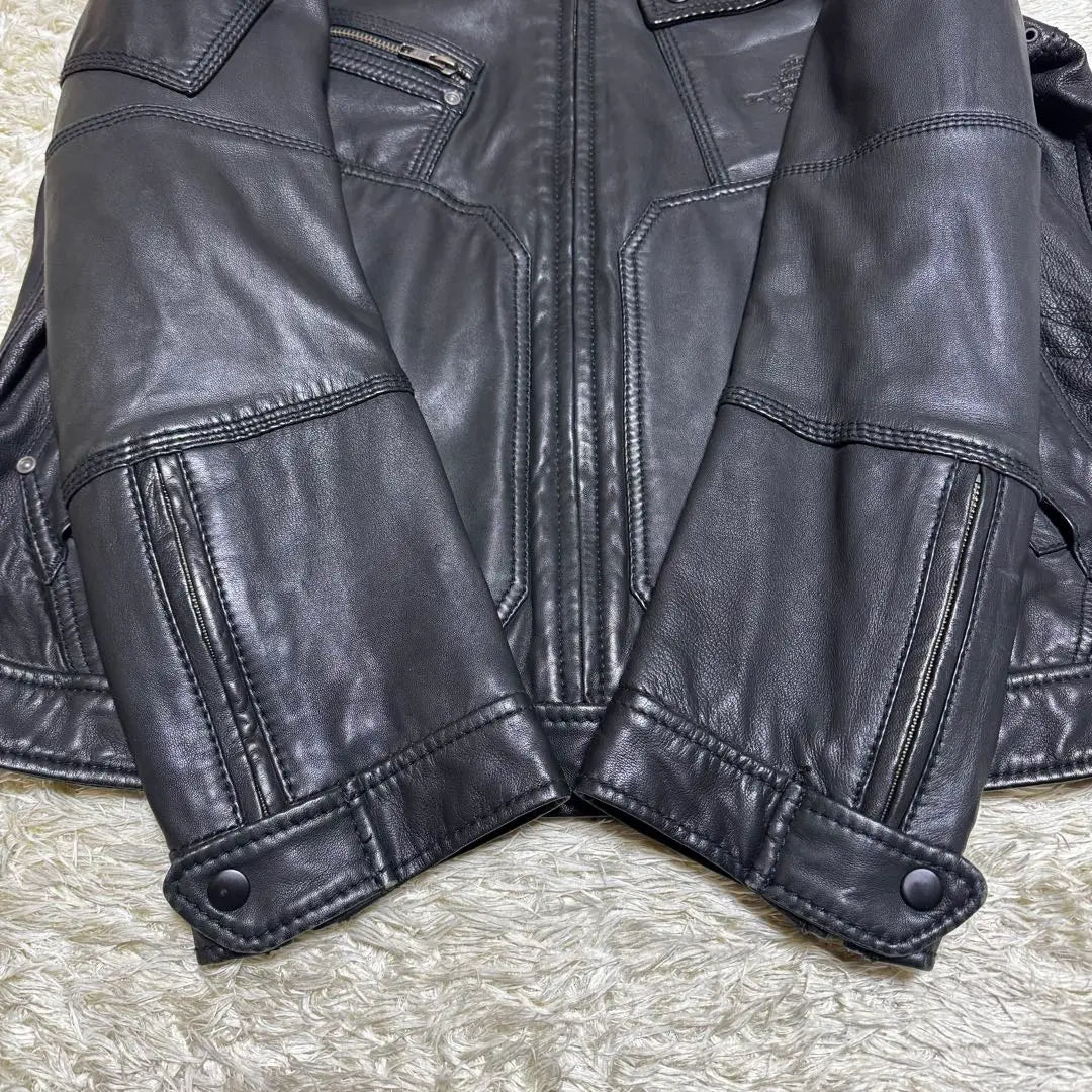 DIESEL Leather Jacket Single Riders Logo Embossed Leather XL