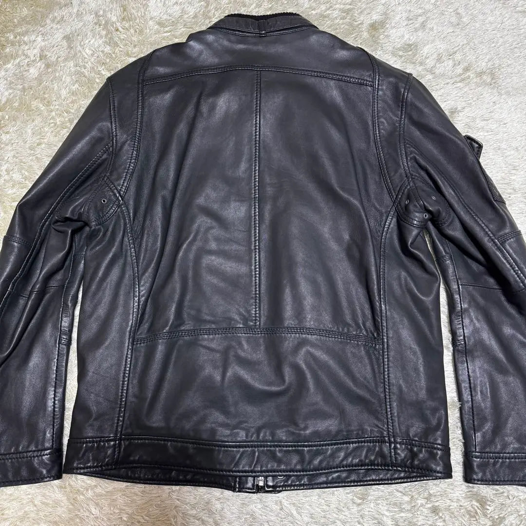 DIESEL Leather Jacket Single Riders Logo Embossed Leather XL