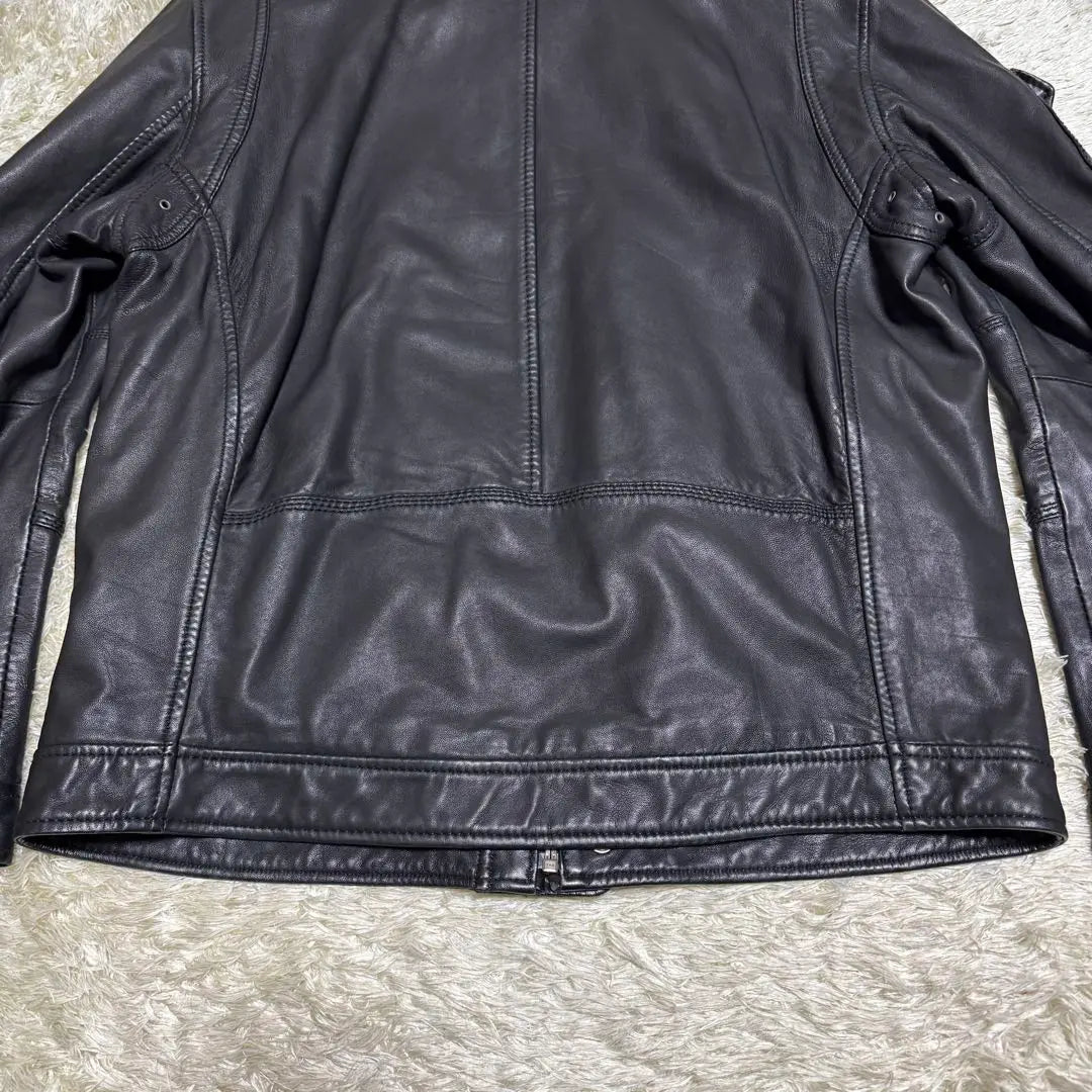 DIESEL Leather Jacket Single Riders Logo Embossed Leather XL