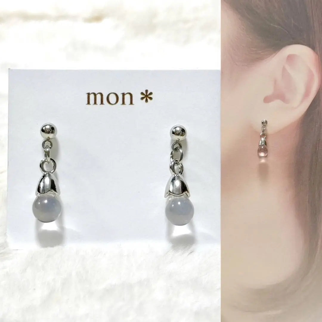 Silver stick Czech glass Droplet Droplet Handmade Earrings Earrings | シルバー　スティック　チェコガラス　雫　しずく　ハンドメイド　ピアス　イヤリング