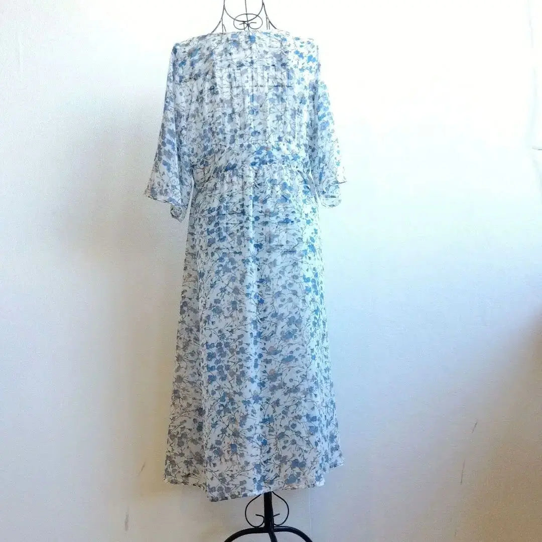 Beautiful condition ✨Sepo Long Shirt Dress Floral Pattern Transparent Sheer All-over Pattern Front Opening