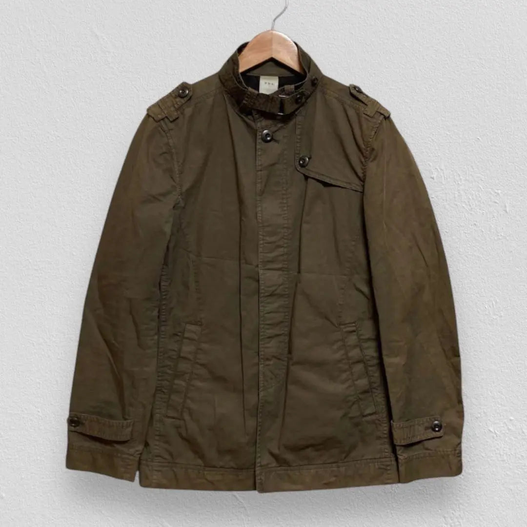 ABX♡Chaqueta militar con cuello alto y cinturón para hombre color caqui M