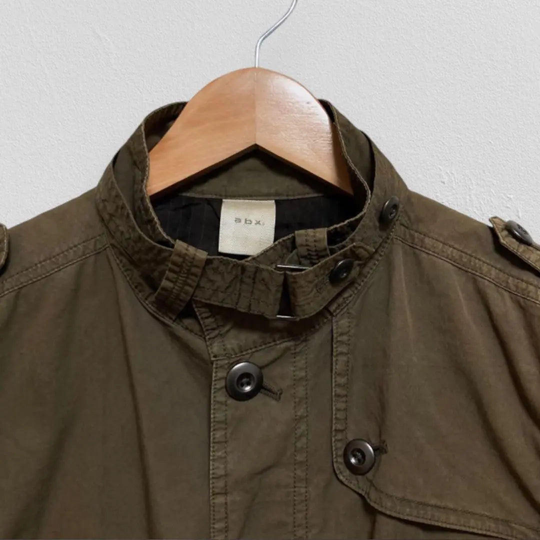 ABX♡Chaqueta militar con cuello alto y cinturón para hombre color caqui M