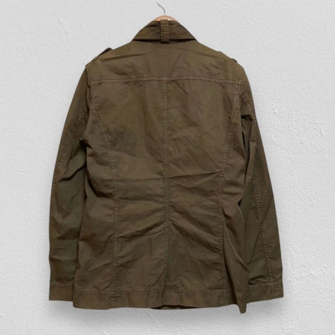 ABX♡Chaqueta militar con cuello alto y cinturón para hombre color caqui M