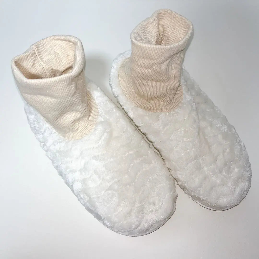 White Fluffy Slippers Warm House Shoes Indoor Outdoor Non-Slip Winter