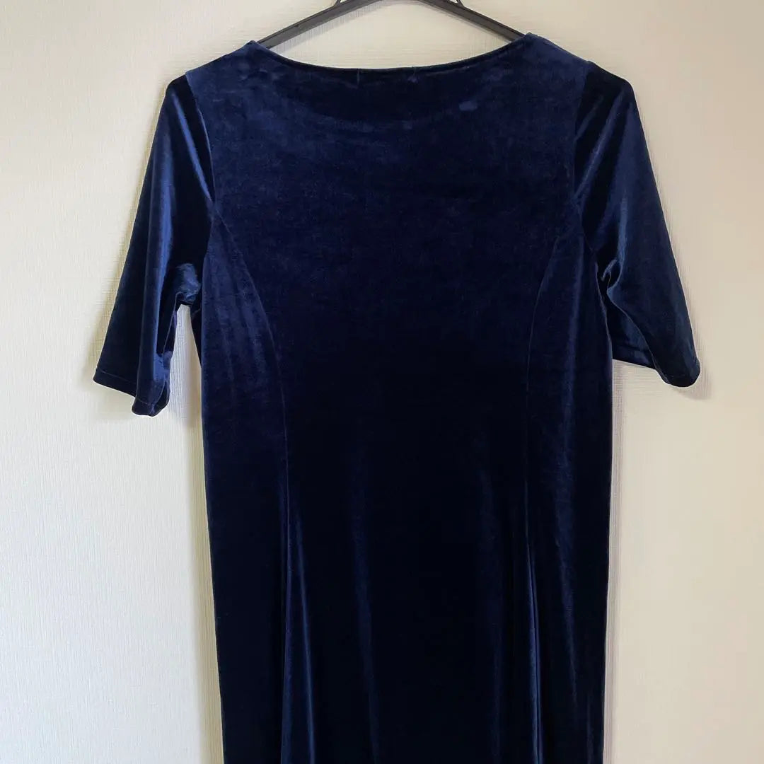 Velvet One Piece Navy Stretch | ベルベットワンピース　ネイビー　ストレッチ