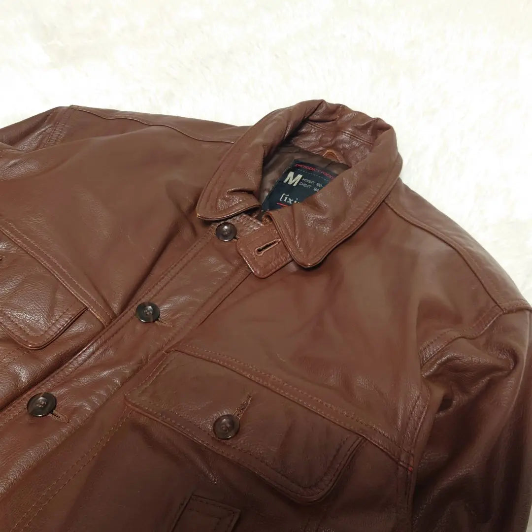 ■ 321 Ixies Cowhide Cow Leather Long -length Arm Bomber Jacket M