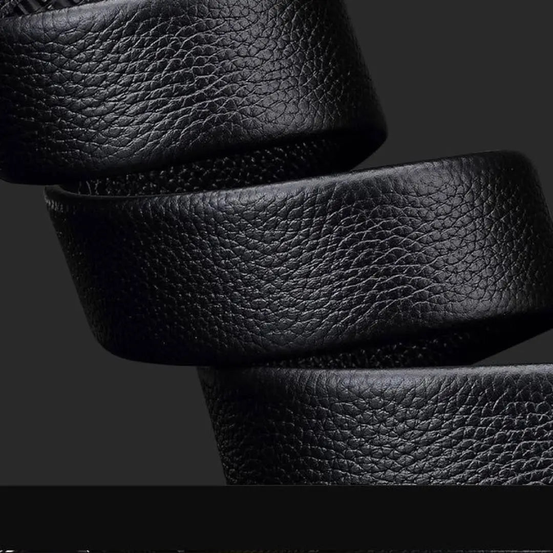 Automatic Size Adjustment Men's New Black Leather Playboy Fit Buckle Belt