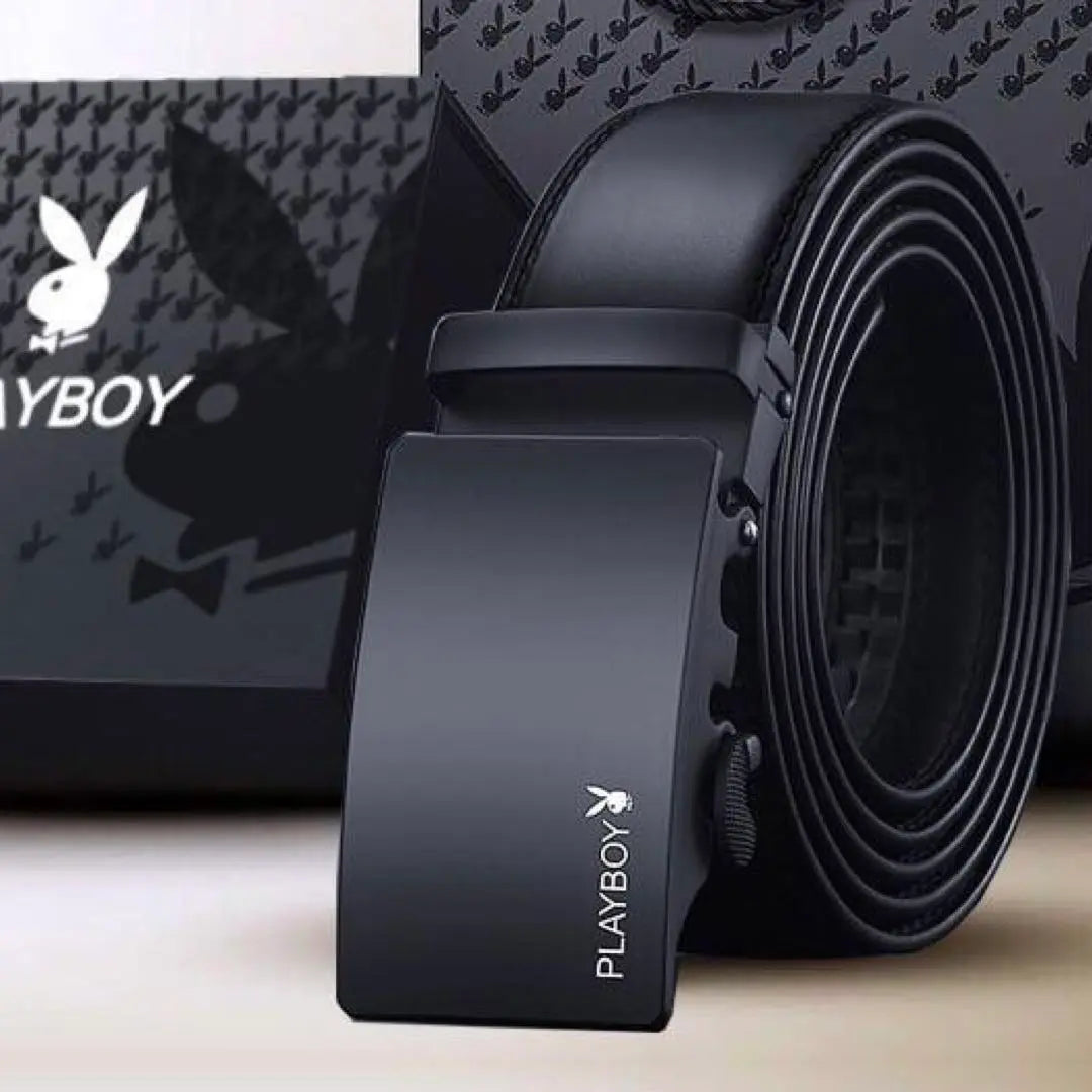 Cinturón con hebilla de ajuste automático de tamaño para hombre, de cuero negro, nuevo, de Playboy Fit