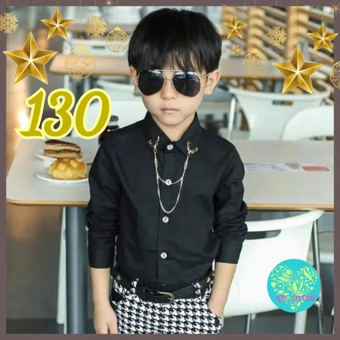 New 130 Black Shirt Gold Chain Cool Good Fashionable