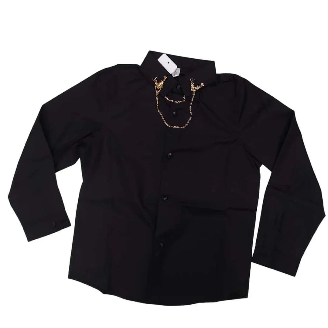 New 130 Black Shirt Gold Chain Cool Good Fashionable