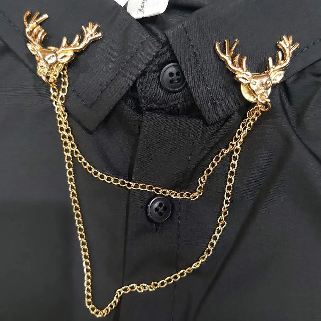 New 130 Black Shirt Gold Chain Cool Good Fashionable