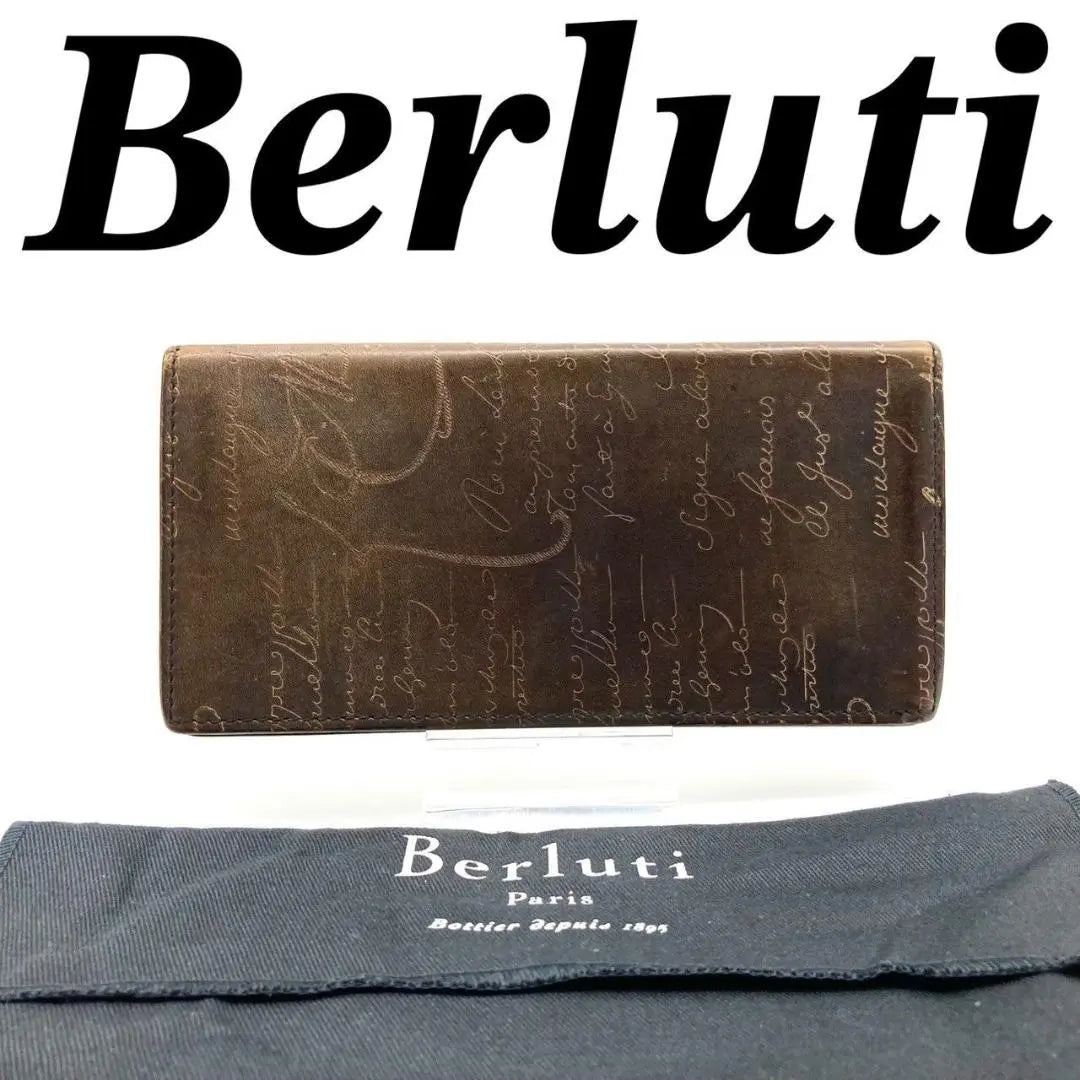 Berutti Caligraphy Venetian Leather Bi -fold Wallet Long Wallet 61230