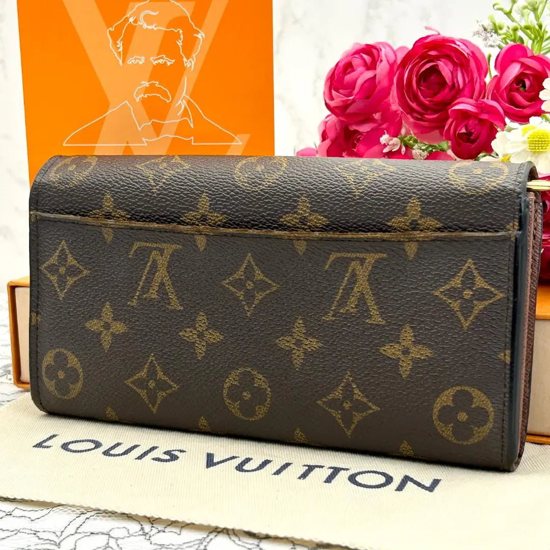 ★Buen estado★ Louis Vuitton Monogram Nuevo modelo Portefeuille Sara Cartera larga