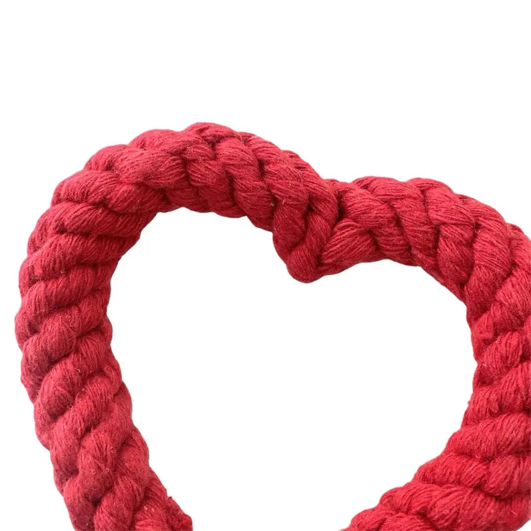 Dog Toys ❤️ Set of 2 Red Heart Bone Shape Rope Pet Toys Tearscal | 犬用おもちゃ ❤️ 2個セット 赤 ハート 骨型 ロープ ペット おもちゃ 歯石