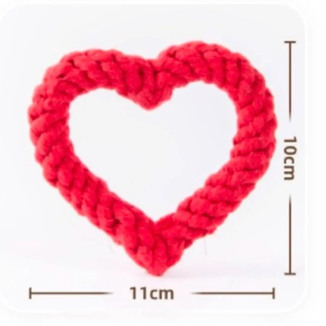 Dog Toys ❤️ Set of 2 Red Heart Bone Shape Rope Pet Toys Tearscal | 犬用おもちゃ ❤️ 2個セット 赤 ハート 骨型 ロープ ペット おもちゃ 歯石