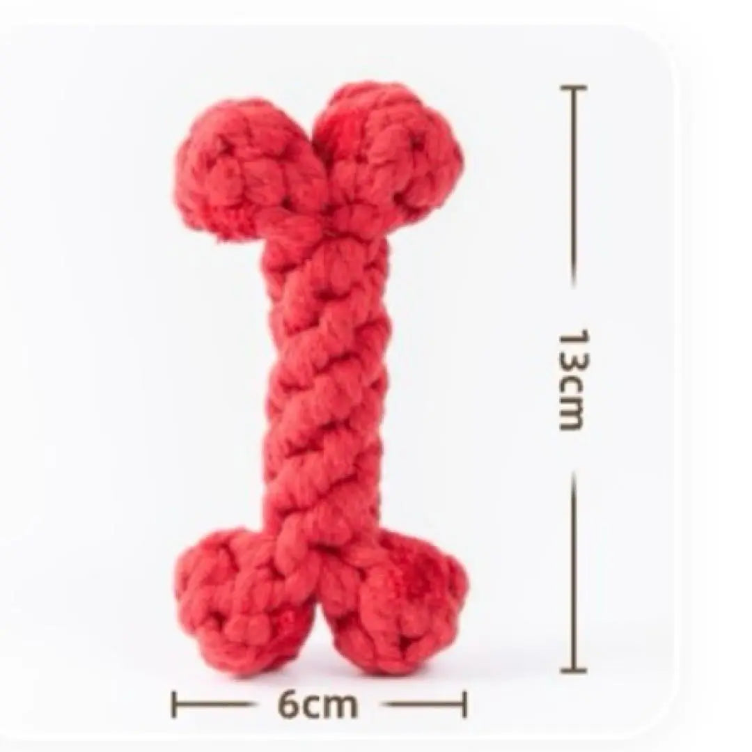 Dog Toys ❤️ Set of 2 Red Heart Bone Shape Rope Pet Toys Tearscal | 犬用おもちゃ ❤️ 2個セット 赤 ハート 骨型 ロープ ペット おもちゃ 歯石