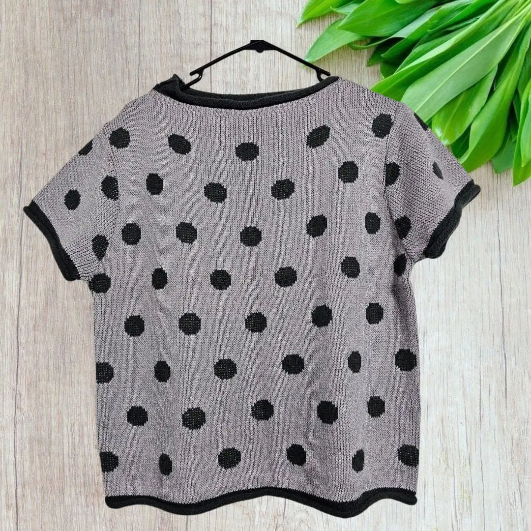 Ariel Summer Knit Top Pullover Short Sleeve Dot Wool Alpaca