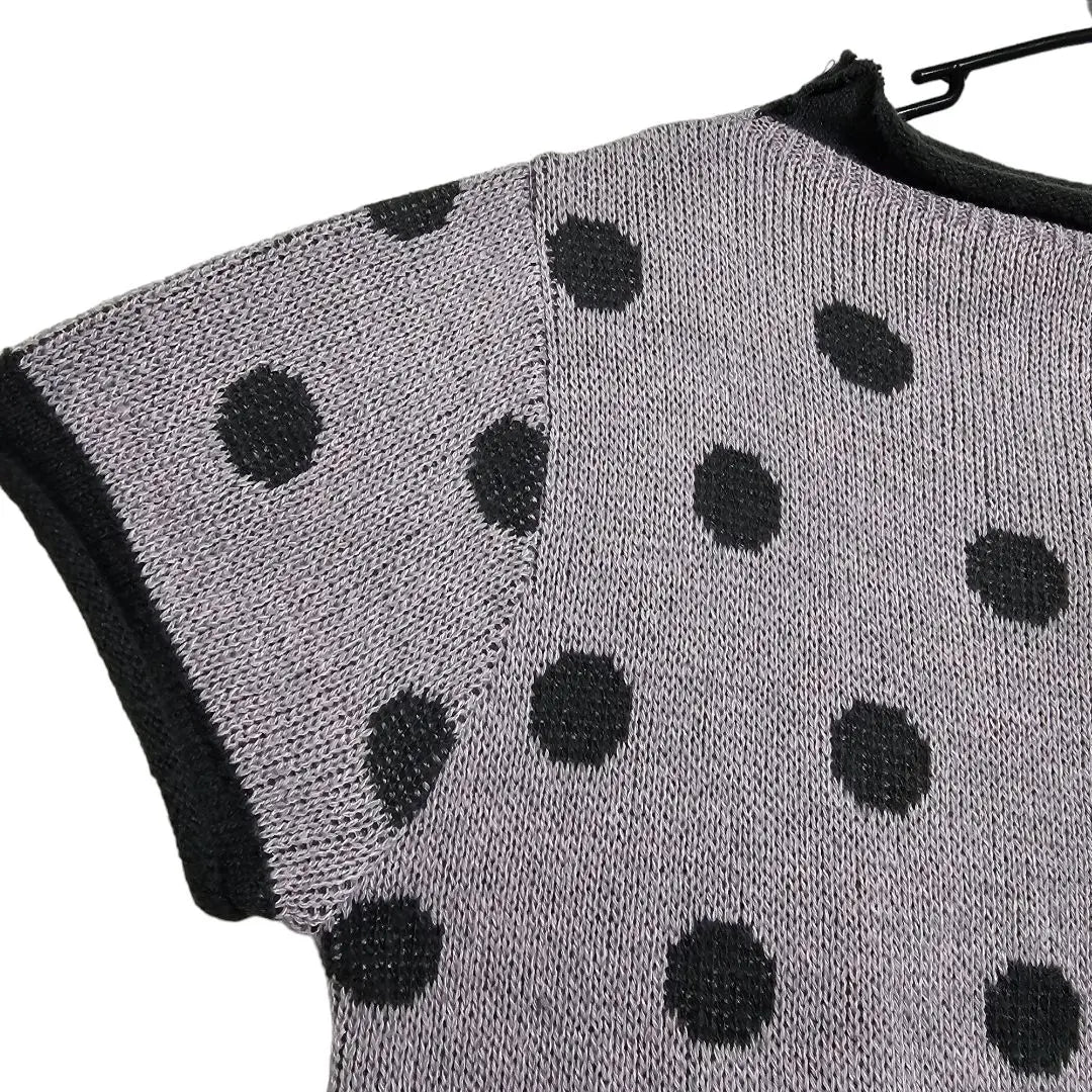 Ariel Summer Knit Top Pullover Short Sleeve Dot Wool Alpaca