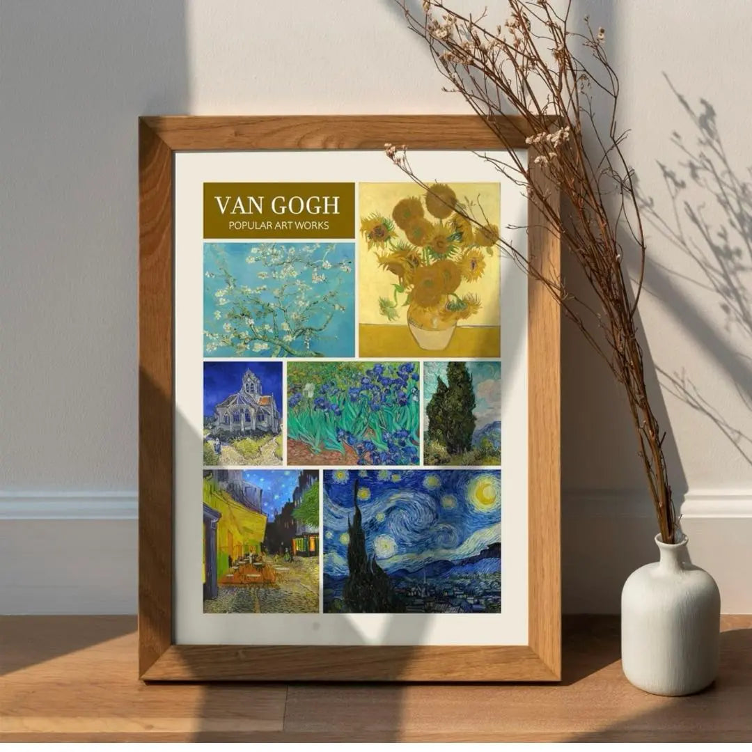 ★Muy popular★Póster artístico con 7 obras populares de Van Gogh incluidas en un póster tamaño A3