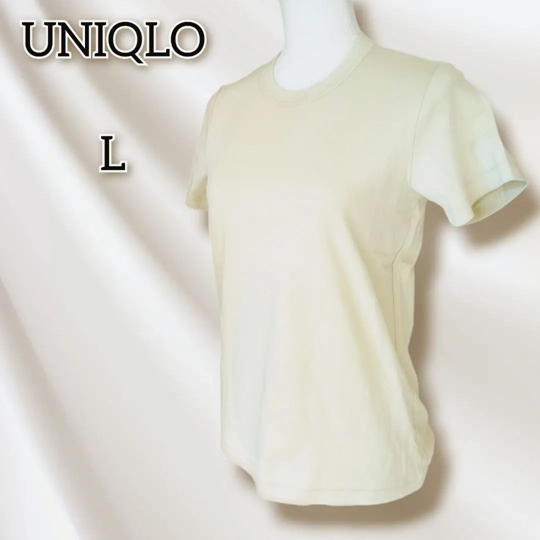 UNIQLO [L] Camiseta cortada y cosida cuello redondo lisa sencilla casual