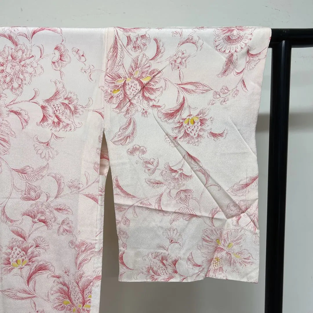 Haori, Chinese floral pattern, leaf pattern, pink, kimono, 022t