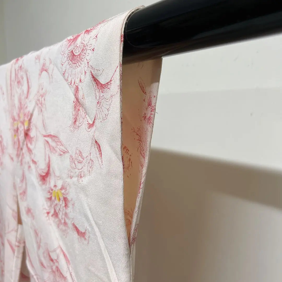 Haori, Chinese floral pattern, leaf pattern, pink, kimono, 022t