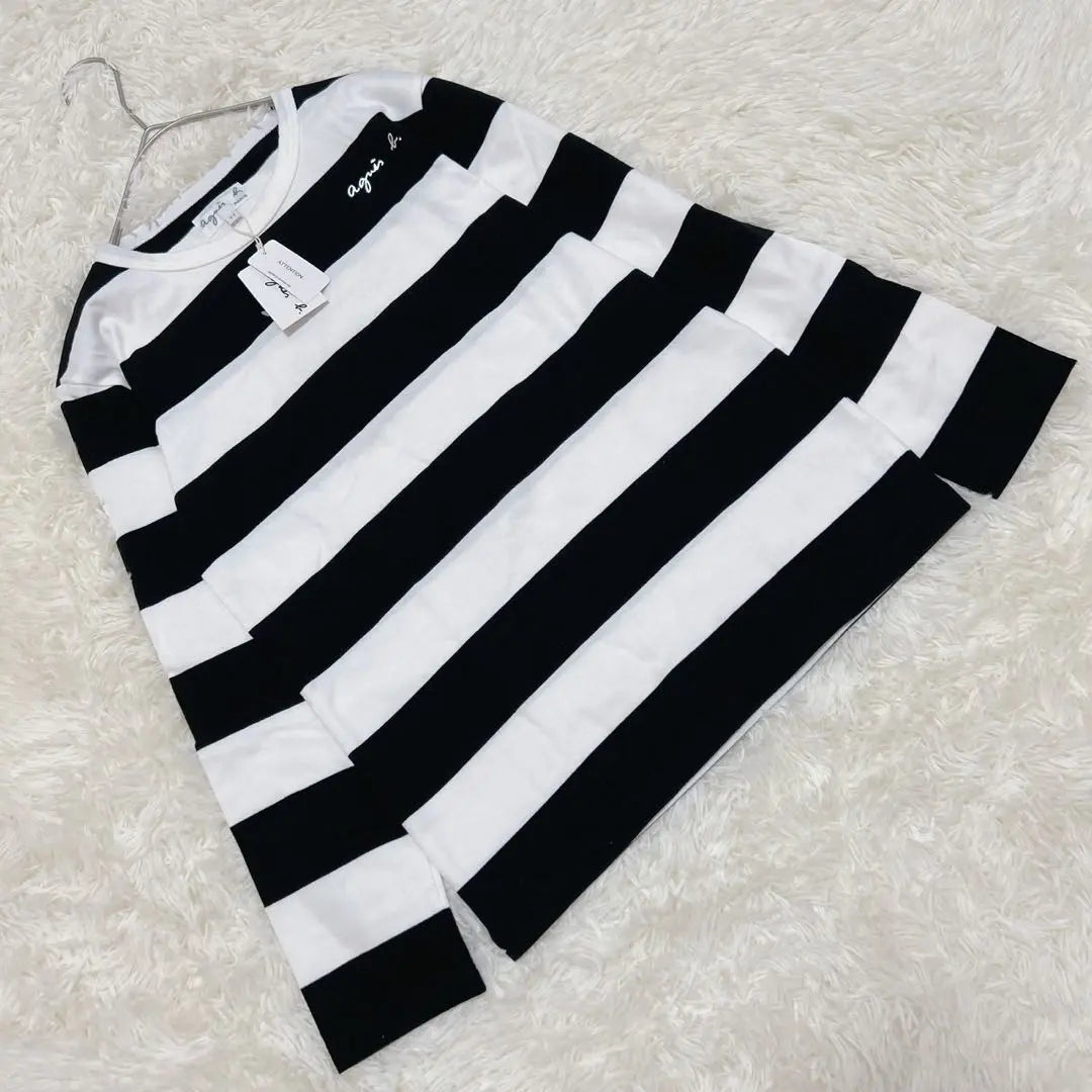 New Agnes B (T1) Logo Printed Thick Border Long Sleeve T-Shirt Made in Japan Classic