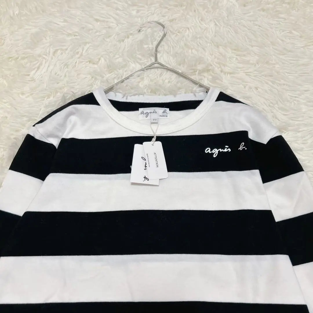 New Agnes B (T1) Logo Printed Thick Border Long Sleeve T-Shirt Made in Japan Classic